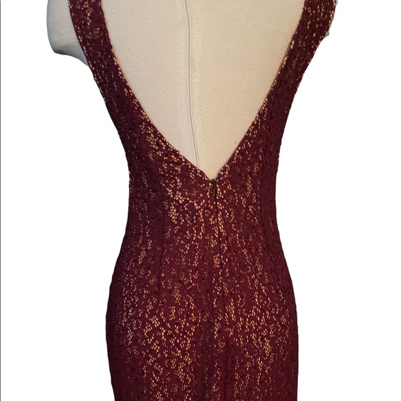 Jovani Burgundy lace dress sz- 8 - Picture 3 of 6
